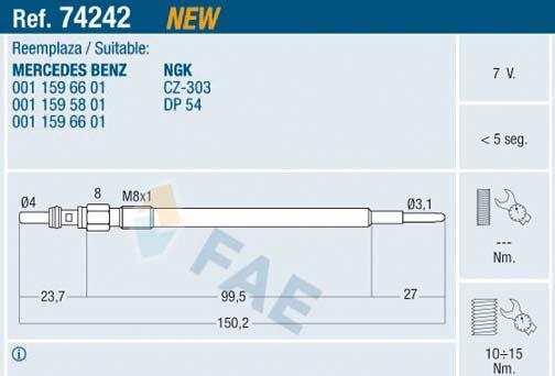 FAE 74242 - Glühkerze parts5.com