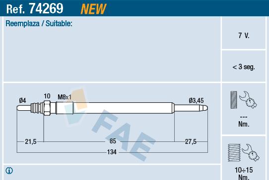 FAE 74269 - Bujía de precalentamiento parts5.com