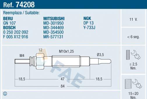 FAE 74208 - Glühkerze parts5.com