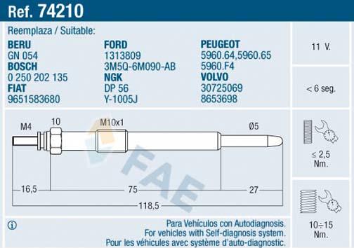 FAE 74210 - Bujie incandescenta parts5.com