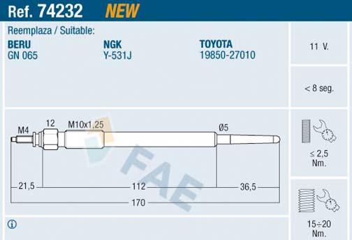 FAE 74232 - Προθερμαντήρας parts5.com