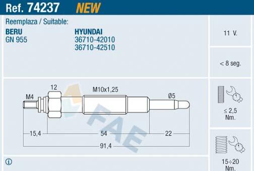 FAE 74237 - Glühkerze parts5.com