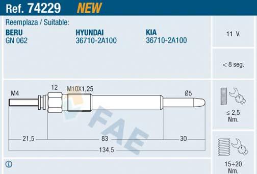 FAE 74229 - Vzigalne svecke parts5.com