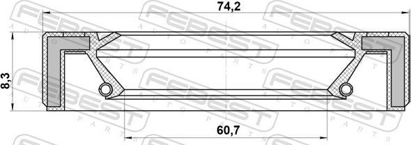 Febest 95GAY-62740813R - Radialna oljna tesnilka za gred, pogonska gred parts5.com