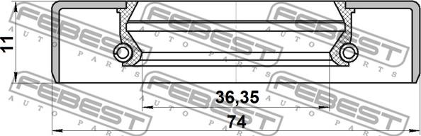 Febest 95GDS-39741111R - Τσιμούχα, άξονας μετάδοσης κίνησης parts5.com