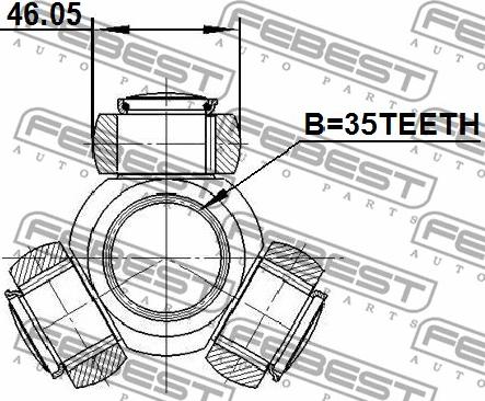 Febest 0416-CW5 - Tripoda,cardan parts5.com