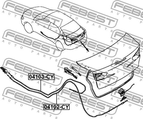 Febest 04103-CY - Bovden, capac rezervor parts5.com