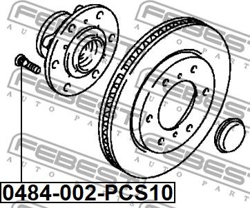 Febest 0484-002-PCS10 - Perno de rueda parts5.com