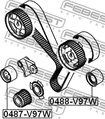 Febest 0488-V97W - Ohjainrulla, hammashihna parts5.com