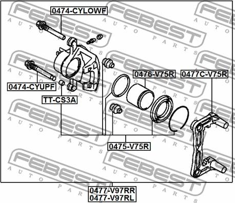 Febest 0476-V75R - Поршень, корпус скобы тормоза parts5.com