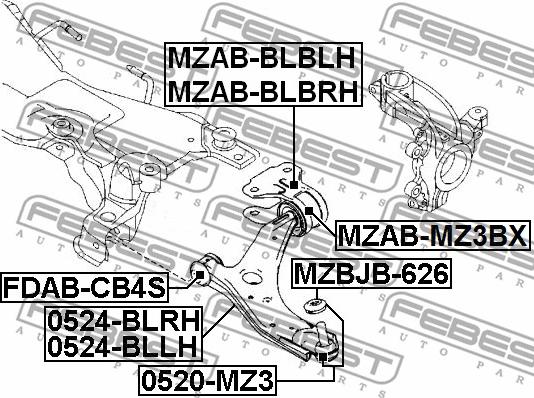 Febest MZAB-BLBRH - Suspensión, Brazo oscilante parts5.com