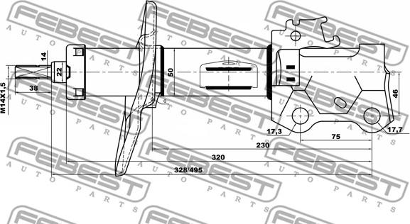 Febest 01660298FL - Amortyzator parts5.com