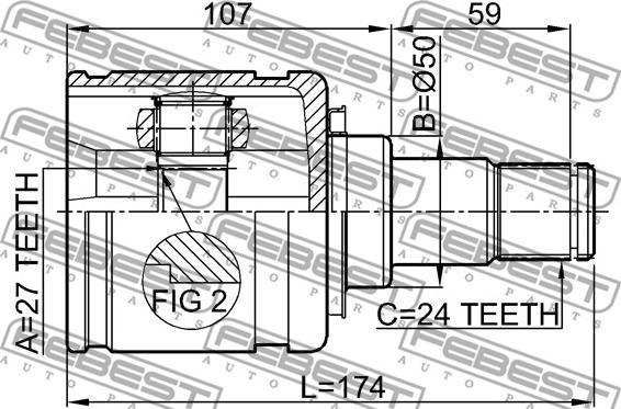 Febest 0111-GSV40LH - Csuklókészlet, hajtótengely parts5.com