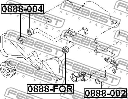 Febest 0888-FOR - Rola ghidare / conducere, curea distributie parts5.com