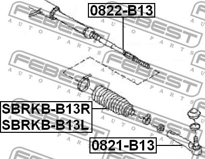 Febest 0821-B13 - Końcówka drążka kierowniczego poprzecznego parts5.com