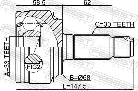 Febest 0310-RW24 - Komplet zgloba, pogonsko vratilo parts5.com