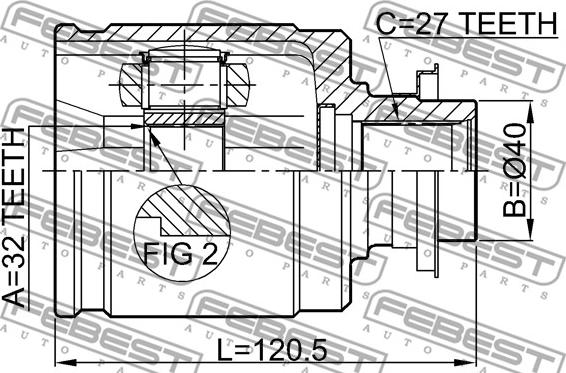 Febest 0311-CRVLH - Шарнирный комплект, ШРУС, приводной вал parts5.com