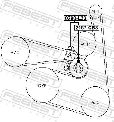 Febest 0290-L33 - Szíjfeszítő, hosszbordás szíj parts5.com