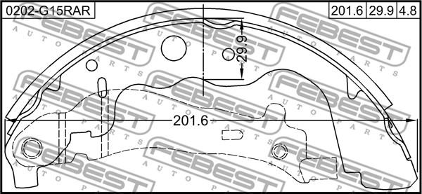 Febest 0202G15RAR - Jeu de mâchoires de frein, frein de stationnement parts5.com