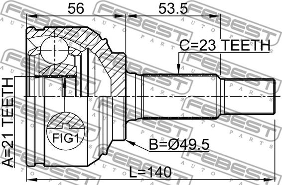 Febest 0210-K12 - Csuklókészlet, hajtótengely parts5.com