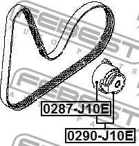 Febest 0287-J10E - Τροχαλία παρέκκλισης, ιμάντας poly-V parts5.com