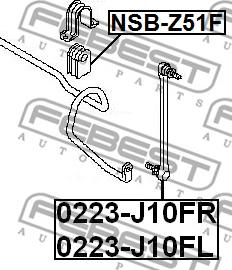 Febest 0223-J10FR - Brat / bieleta suspensie, stabilizator parts5.com