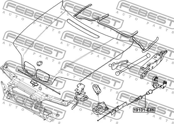 Febest 19101-E46 - Cablu, capota motor parts5.com