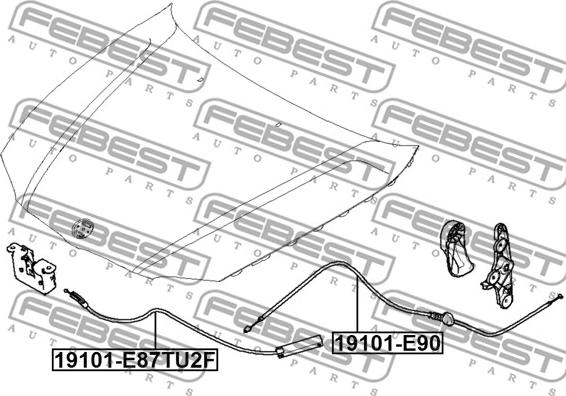 Febest 19101-E87TU2F - Cablu, capota motor parts5.com