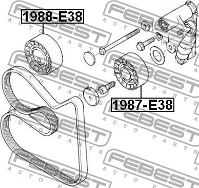 Febest 1988-E38 - Rola ghidare / conducere, curea transmisie parts5.com