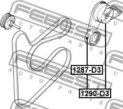 Febest 1290-D3 - Intinzator curea, curea distributie parts5.com