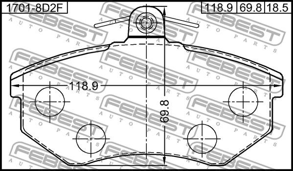 Febest 1701-8D2F - Brake Pad Set, disc brake parts5.com