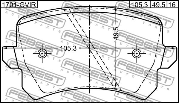 Febest 1701-GVIR - Sada brzdových platničiek kotúčovej brzdy parts5.com