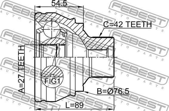 Febest 1710-Q5 - Zgibni lezaj, pogonska gred parts5.com