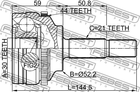 Febest 2410-SYMBA44 - Σετ άρθρωσης, άξονας μετάδ. κίν. parts5.com