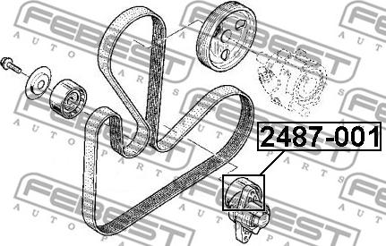 Febest 2487-001 - Vratná / vodiaca kladka rebrovaného klinového remeňa parts5.com