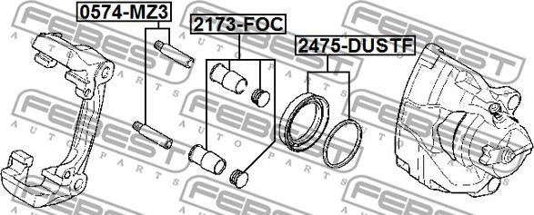 Febest 2475-DUSTF - Remondikomplekt,Pidurisadul parts5.com