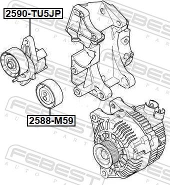 Febest 2590-TU5JP - Belt Tensioner, v-ribbed belt parts5.com