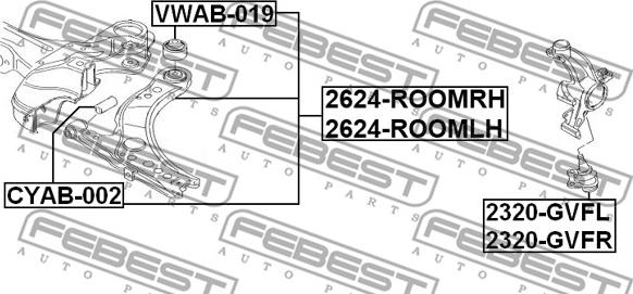 Febest 2624-ROOMRH - Řídicí páka, zavěšení kol parts5.com