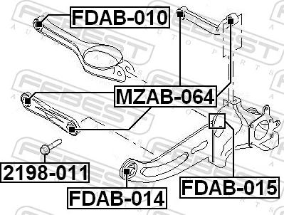 Febest 2198-011 - Kiinnitysruuvi, tukivarsi parts5.com