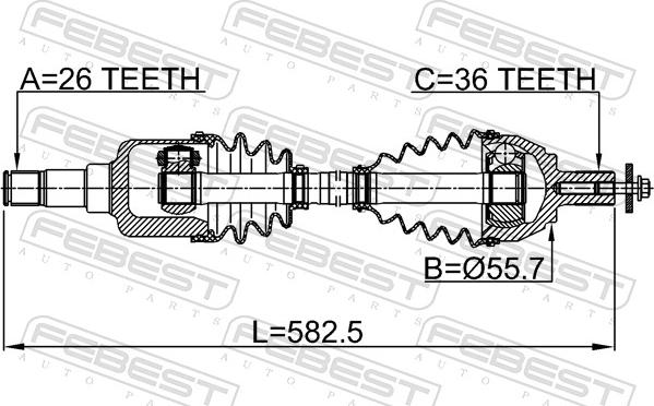 Febest 2114-CB4LH - Drive Shaft parts5.com