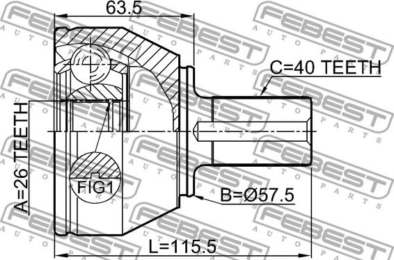 Febest 2110-CA223 - Csuklókészlet, hajtótengely parts5.com