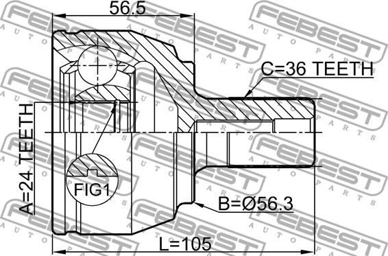 Febest 2110-FOCII20 - Joint Kit, drive shaft parts5.com