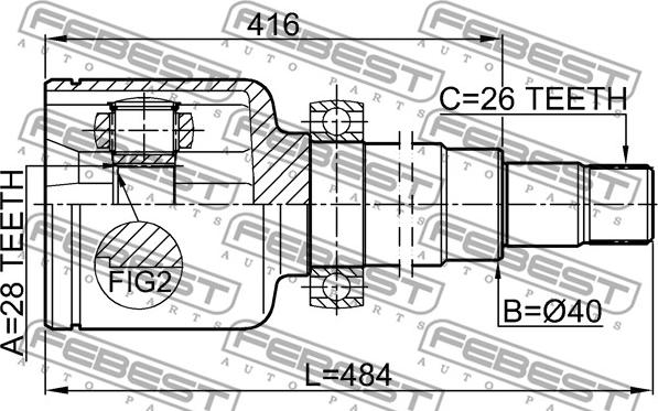 Febest 2111-CA220RH - Каре комплект, полуоска parts5.com