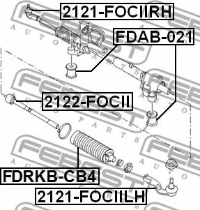 Febest 2122-FOCII - Аксиален шарнирен накрайник, напречна кормилна щанга parts5.com