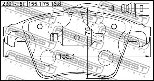 Febest 2301-T5F - Σετ τακάκια, δισκόφρενα parts5.com