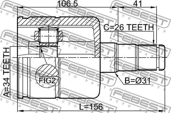 Febest 2311-TATLH - Σετ άρθρωσης, άξονας μετάδ. κίν. parts5.com