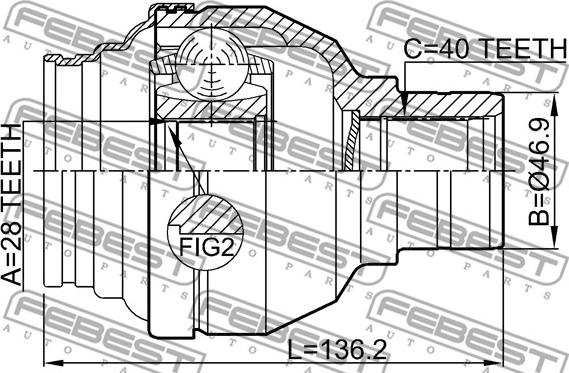 Febest 2311-TMT - Σετ άρθρωσης, άξονας μετάδ. κίν. parts5.com