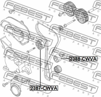 Febest 2388-CWVA - Τροχαλία παρέκκλισης, οδοντ. ιμάντας parts5.com