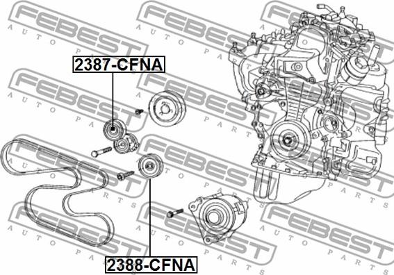 Febest 2388-CFNA - Направляющий ролик, поликлиновый ремень parts5.com