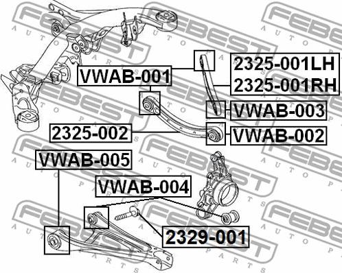 Febest VWAB-002 - Сайлентблок, рычаг подвески колеса parts5.com